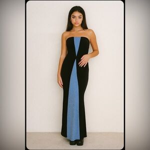 Y2K Jessica McClintock for Gunne Sax Strapless Velour Velvet Glitter Dress Gown
